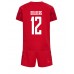 Cheap Denmark Kasper Dolberg #12 Home Football Kit Children World Cup 2022 Short Sleeve (+ pants)